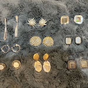 Glamorous clip on earrings in like new condition! All 9 pair included!